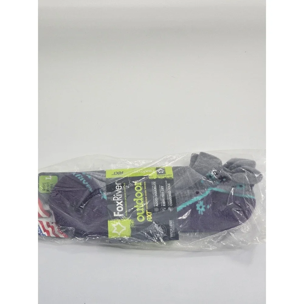 Fox River Outdoor AXT Merino Wool Trail Ankle Socks Purple Grey Mens 9-12 L 2455